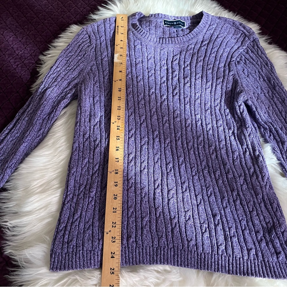 Karen Scott Lavender Cable Knit Sweater